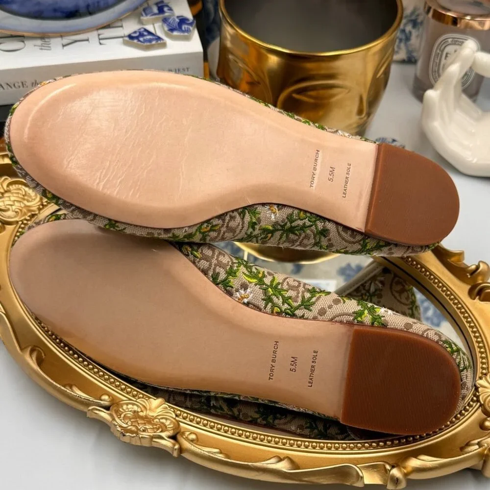 🆕 TORY BURCH 🧿 BNWOB T Monogram Tory Charm Ballet Flat - Size 5.5 - Picture 10 of 14